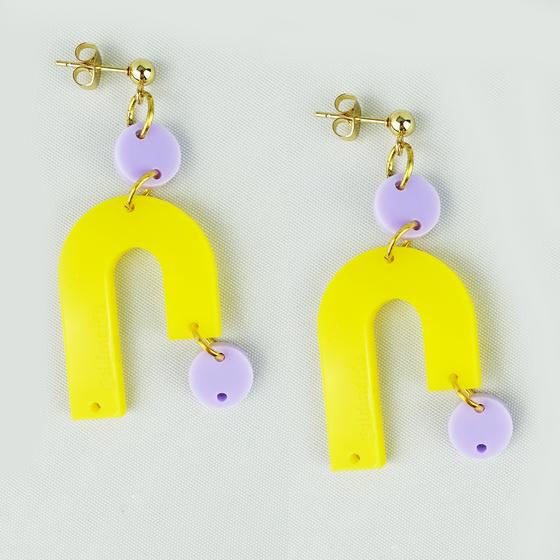 goldmarie Plexi Ohrringe Florenz - gelb-lavendel 