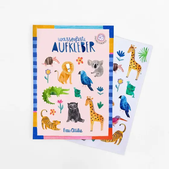 Frau Ottilie Spülmaschinenfeste Sticker Wilde Tiere