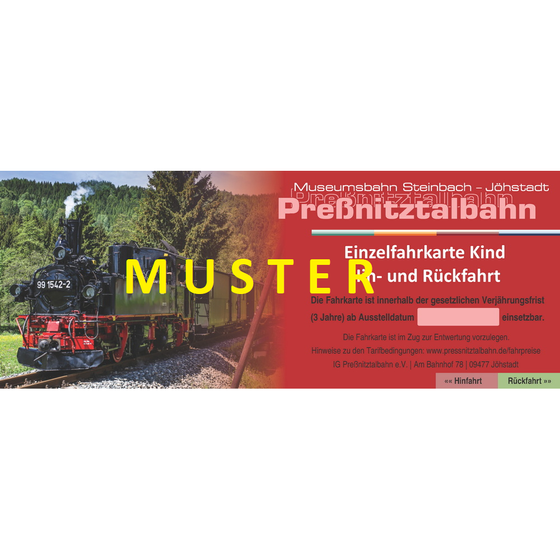 Einzelfahrkarte Kind, Hin- und Zurück (Muster, Edition 1)