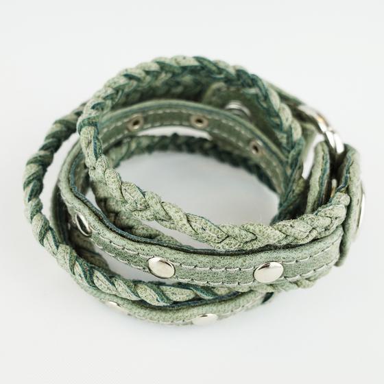 goldmarie Wickelarmband STRINGS Leder graugrün