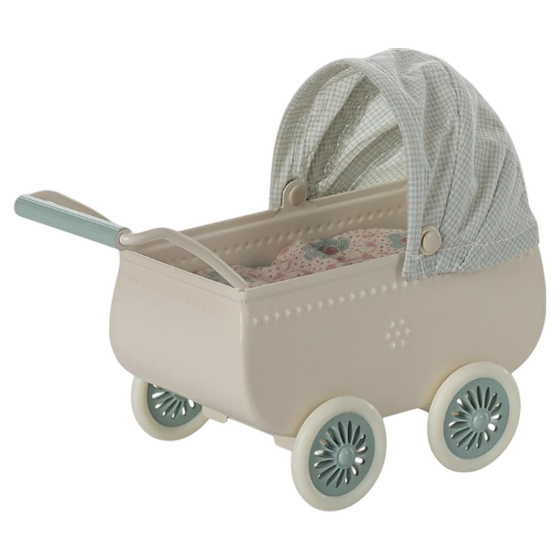 Maileg Kinderwagen mit Babymaus Minze