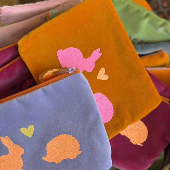 Frau Heidelberg Kosmetiktasche M pink NEON orange Hase & Igel