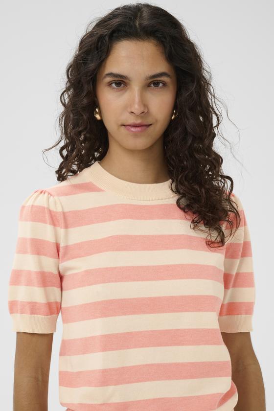 SAINT TROPEZ MilaSZ SS Striped Pullover 30513931 - beige-peach