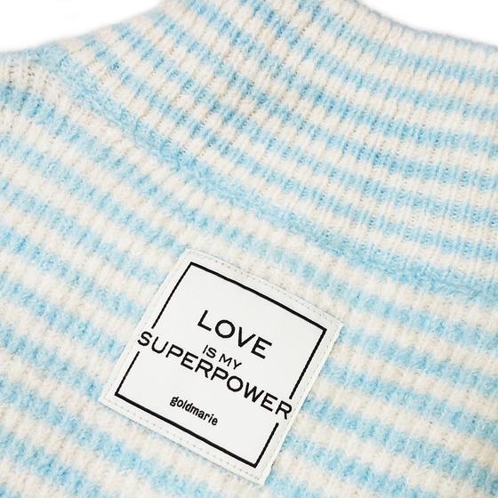 goldmarie Zip Strickjacke LOVE IS MY SUPERPOWER - gestreift - hellblau-weiß