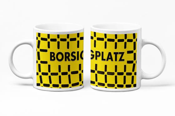 U-Bahn Dortmund Kaffeebecher Kaffeetasse U-Bahnhof Borsigplatz Linie U44 von tom bäcker Geschenkidee Fussballfan Fussball,  Heimspiel, Spieltag, Schwatzgelb, Fussballhauptstadt, Tempel, Stadion, Nordrhein Westfalen