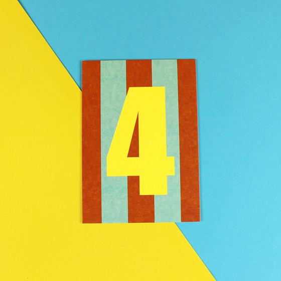 ava&yves Postkarte - Zahl 4 Mint Kürbis