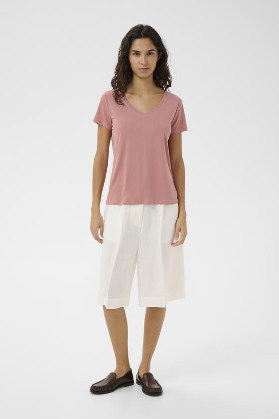 SOAKED IN LUXURY T-Shirt SLColumbine V-Neck 30404284 - asch-rosé