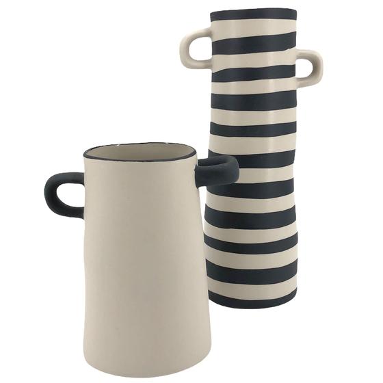 ASA Selection RAYU Vase klein natur mit schwarzen Henkeln