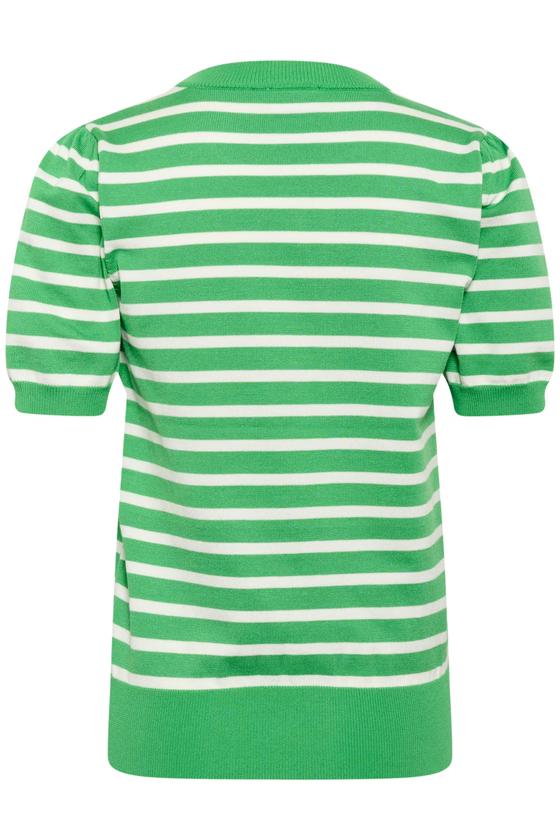 SAINT TROPEZ MilaSZ SS Striped Pullover 30513768 - grün-weiß
