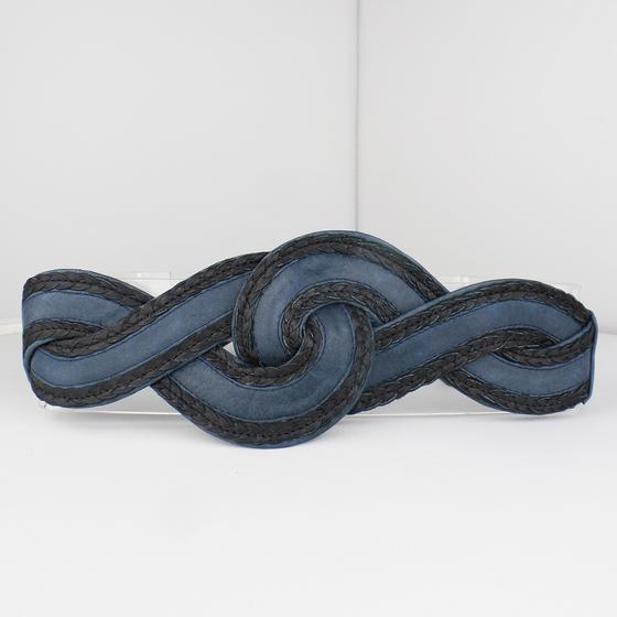 goldmarie Taillengürtel LIZ Leder - Gummizug-Element - blau-schwarz 