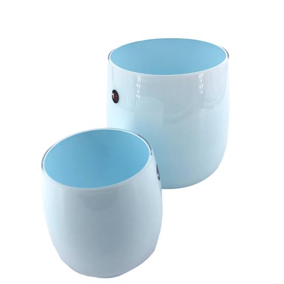 Mel Vase "Happy Spring" groß pastellblau