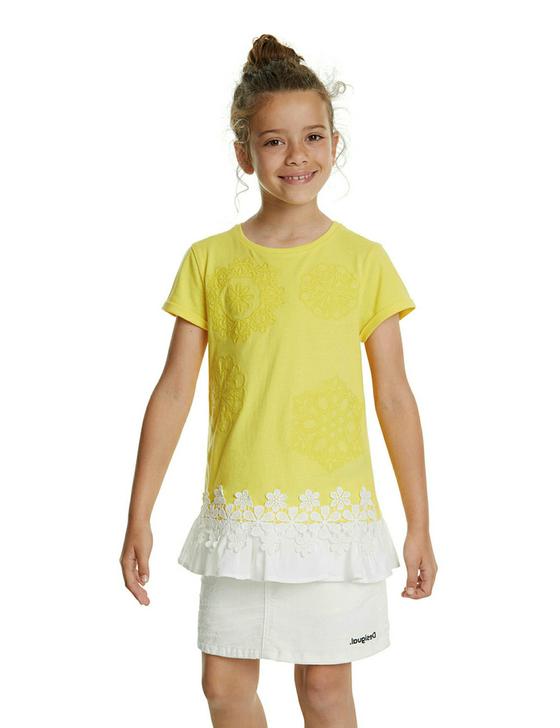 T-Shirt "Watford" mit Volant und aufgenähter Blumenbordüre