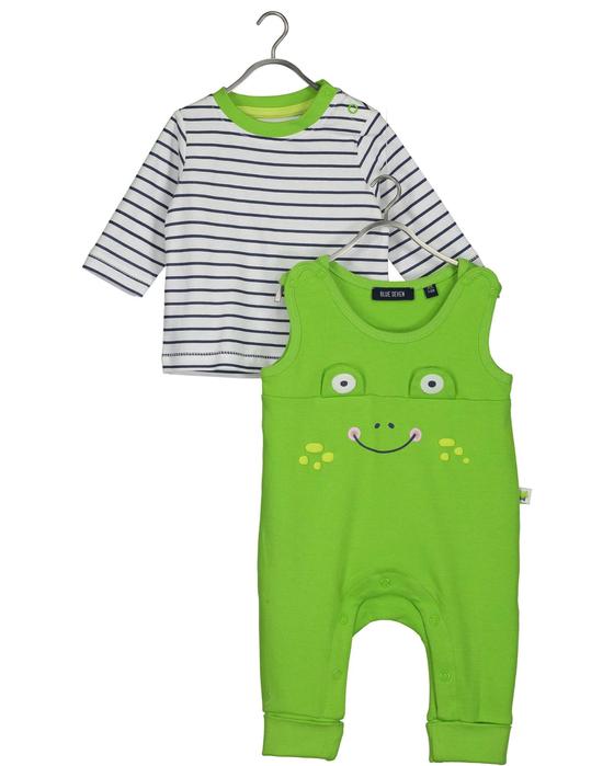 Strampler-Set "Frosch", 2-teilig, grün, Biobaumwolle 