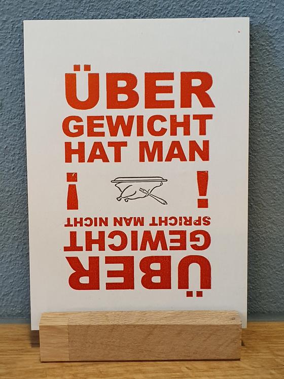Postkarte in Bleisatz-Buchdruck, Über Gewicht