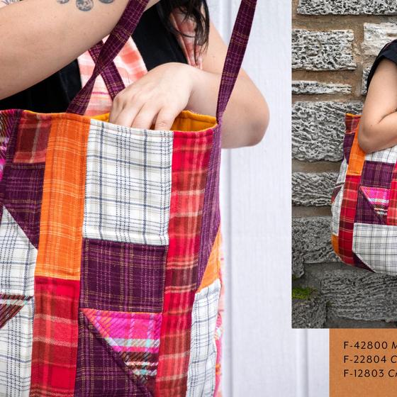 Meadow Plaid Flowerbed Highland Flannel Twill von Art Gallery Fabrics – karierter, weicher Stoff für Taschen und Nähprojekte