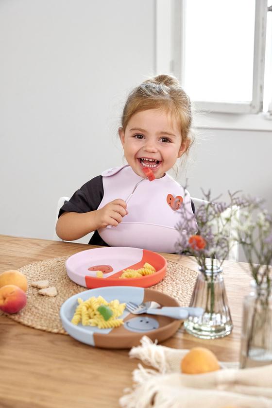 Lässig Kinderteller Silikon Happy Rascals Smile Sky Blue