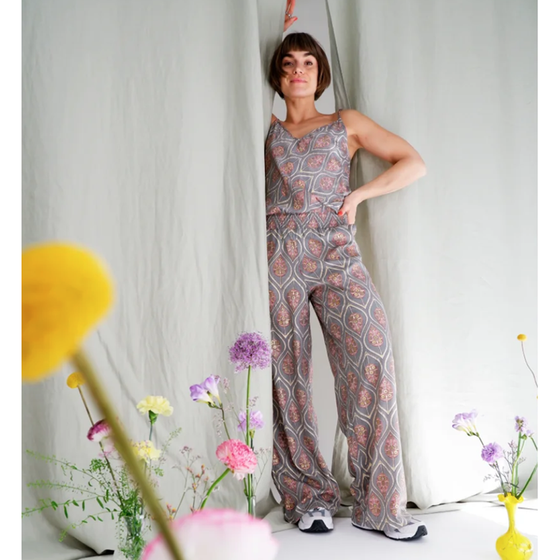 BLACK COLOUR Jumpsuit mit Spaghettiträger BCLuna Ella 39138-TG - grau-rosa-gold