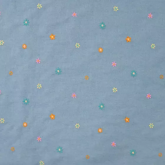 Blusenstoff Denim Blümchen