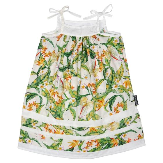 goldmarie Kinderkleid LACE Blumenmuster weiß-grün-orange