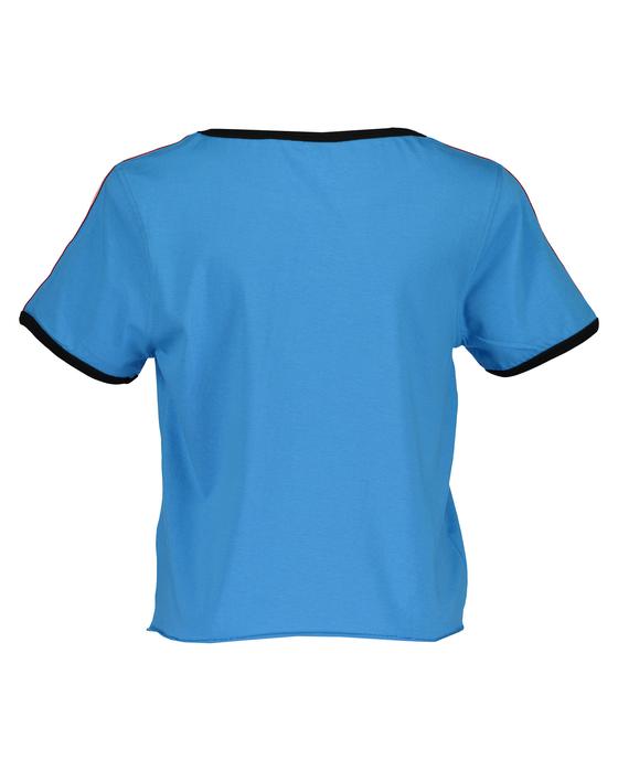 Lässiges T-Shirt, Rundhals, cyan