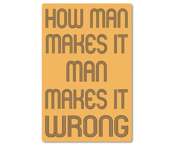 Kraeftiger Kuehlschrankmagnet aus Magnetfolie in ungefaehrer Groesse einer Bankkarte - Beste Denglisch-Sprueche - How man makes it man makes it wrong. 