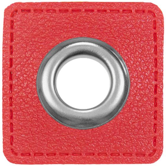 Ösenpatch Kunstleder 30mm rot