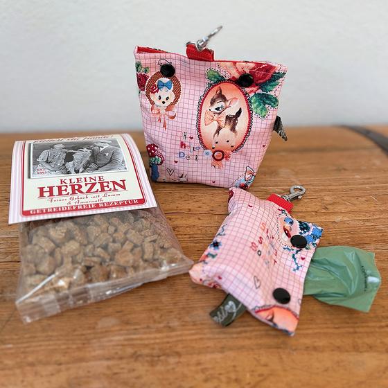 Leckerlibeutel, Kotbeutelspender Retro Style + Bubeck Kleine Herzen