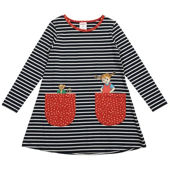 Kleid "Pippi Langstrumpf", blau-gestreift, Biobaumwolle
