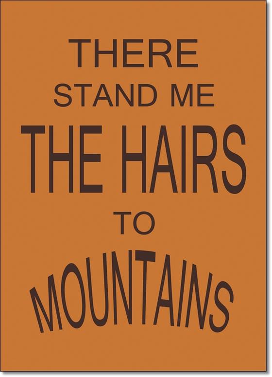 Denglisch Karte "There stand me the hairs to mountains" - Sprüche - Best of Denglisch - tom bäcker - a-point-of-view - Spruch "Da stehen mir die Haare zu Berge"