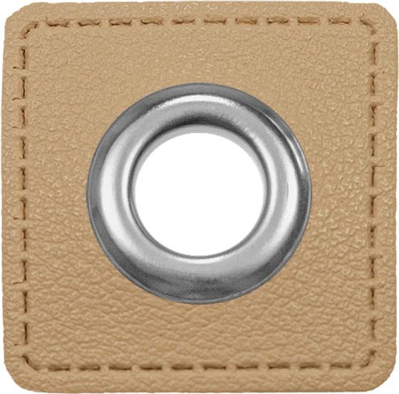 Ösenpatch Kunstleder hellbraun 30mm