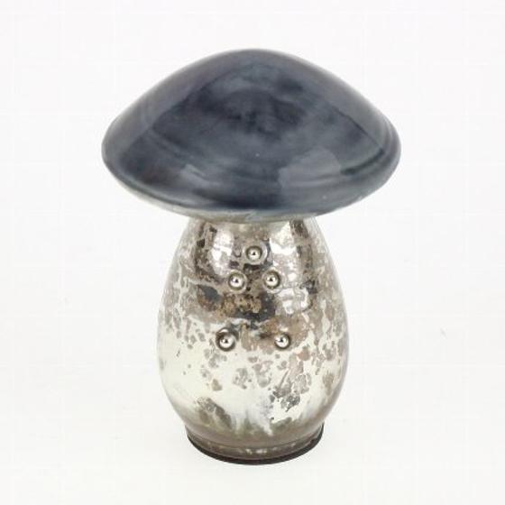 Dekofigur | Pilz - silber/grau-blau