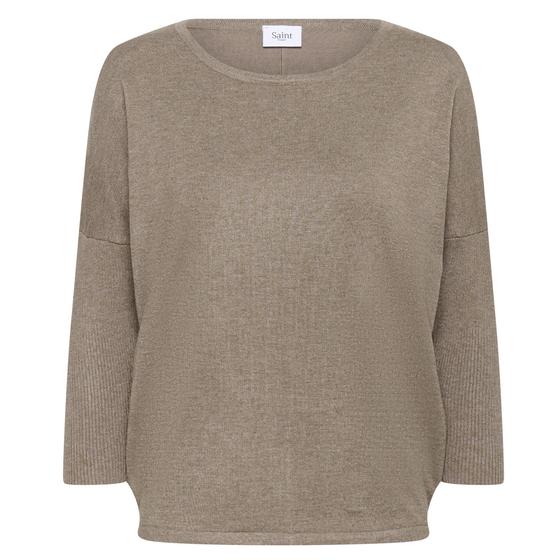 SAINT TROPEZ MilaSZ R-Neck Pullover 30500003 - beige-braun melange