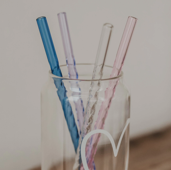 Strohhalm | 4er Set Strohhalme gedreht aus Glas - Rosa