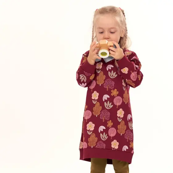 Sense Organics Sweat Dress Jola Flowers Weinrot