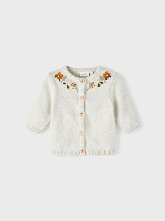 Name It Strickjacke Blümchen Peyote Melange