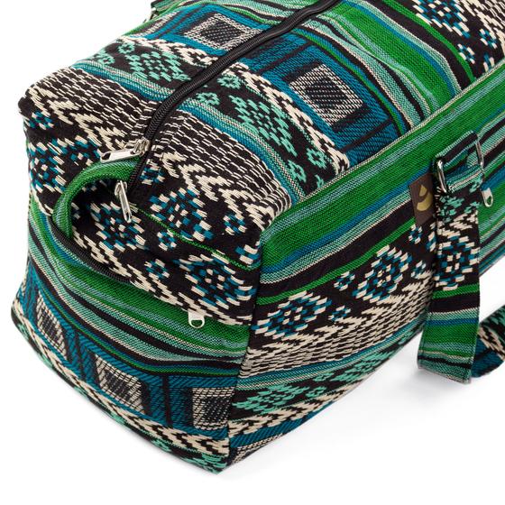 Yogatasche mit Reißverschluss aus Jacquard-Webstoff, schwarz-weiß-grün gemustert