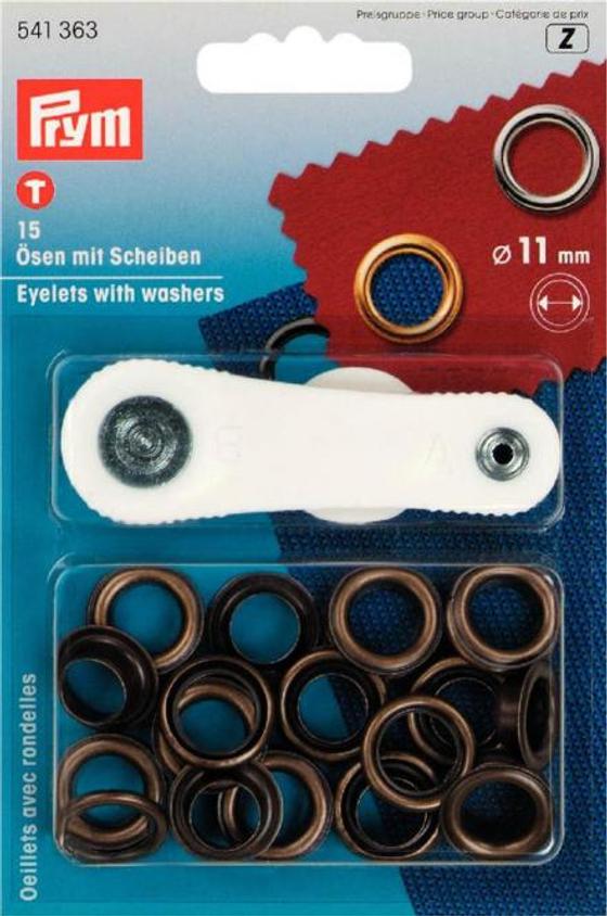 Ösen mit Scheiben 11mm messing 541363