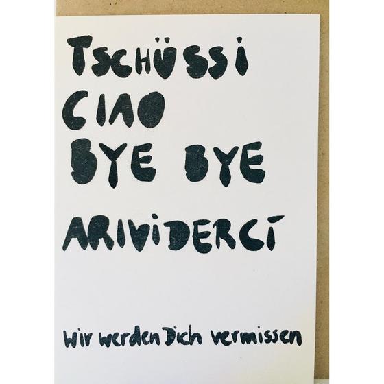 Tschüssi, Klappkarte mit Umschlag von superjuju