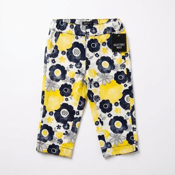 Sommerliche Caprihose, blau-gelb