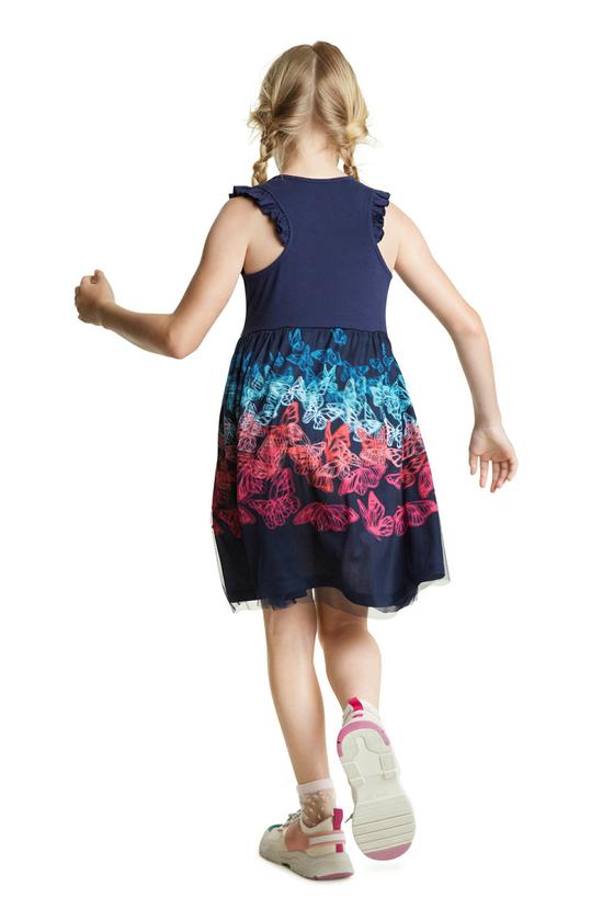 Kleid "Schmetterling" mit 3-D-Effekt und aufgenähten Pailletten, Tüllüberrock