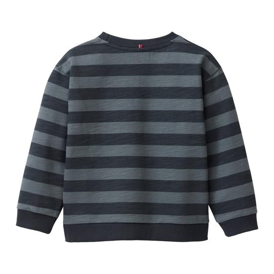 People wear Organic Sweat Pullover Stickerei Elch Blockstreifen Dunkelblau 