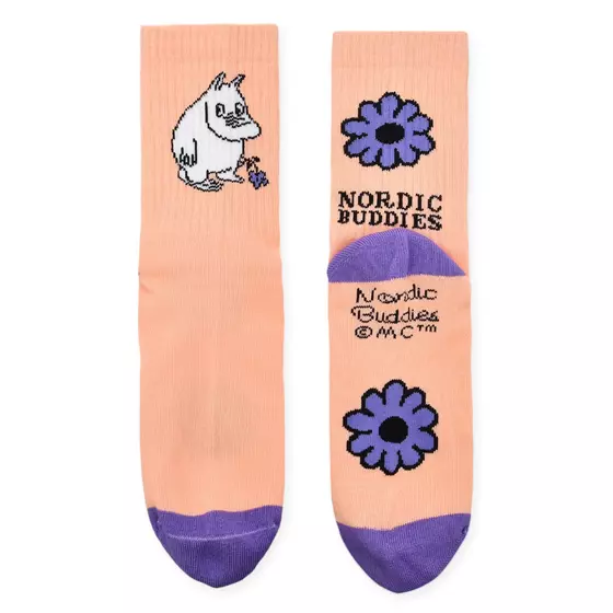 Nordic Buddies Socken MOOMIN Retro Mumin mit Blume Moomin36N - koralle-ila