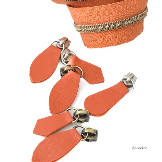 Lederzipper Lederanhänger Reißverschluss Taschen nähen terracotta