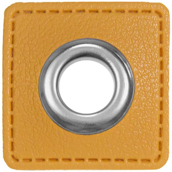 Ösenpatch Kunstleder senf 30mm
