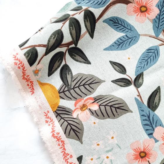 Cotton + Steel Canvas - Bramble -  Citrus Grove Mint Unbleached Canvas Fabric - Rifle Paper Co.