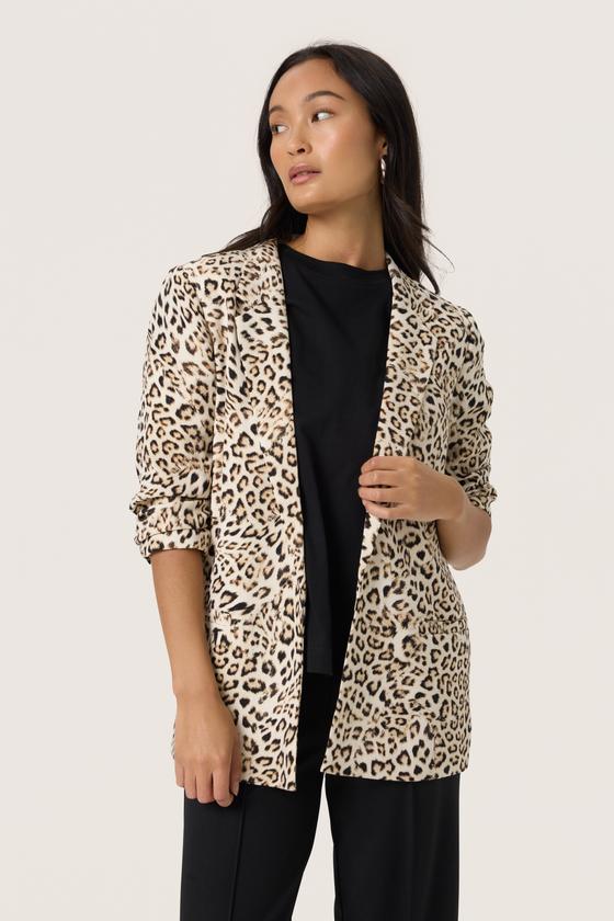 SOAKED Blazer SLShirley Leo-Muster 30405041 - creme-camel