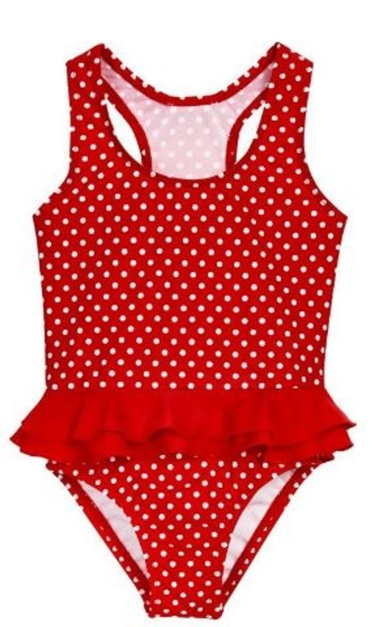 Badeanzug "Punkte", UV-Schutz 50+, rot