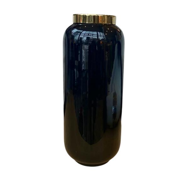Gift Company Vase Saigon M schwarz mit Goldrand