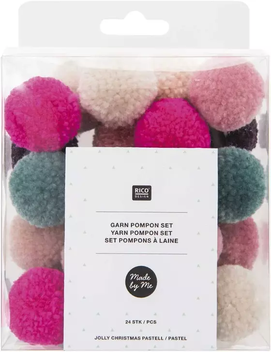 Rico Design Garn Pompom Set Jolly Christmas pastell