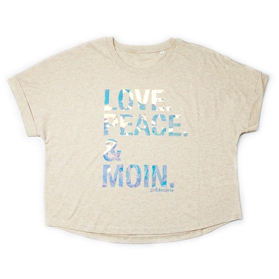 goldmarie LOVE PEACE MOIN T-Shirt Uschi - beige-holographic mit Glanz